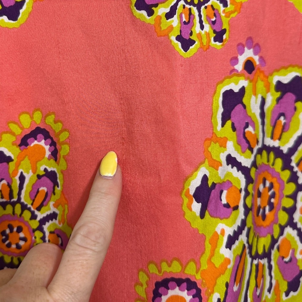 Trina Turk Strapless Silk Mini Shift Dress 8 Pink Coral Floral Mod Resortwear - Picture 13 of 14